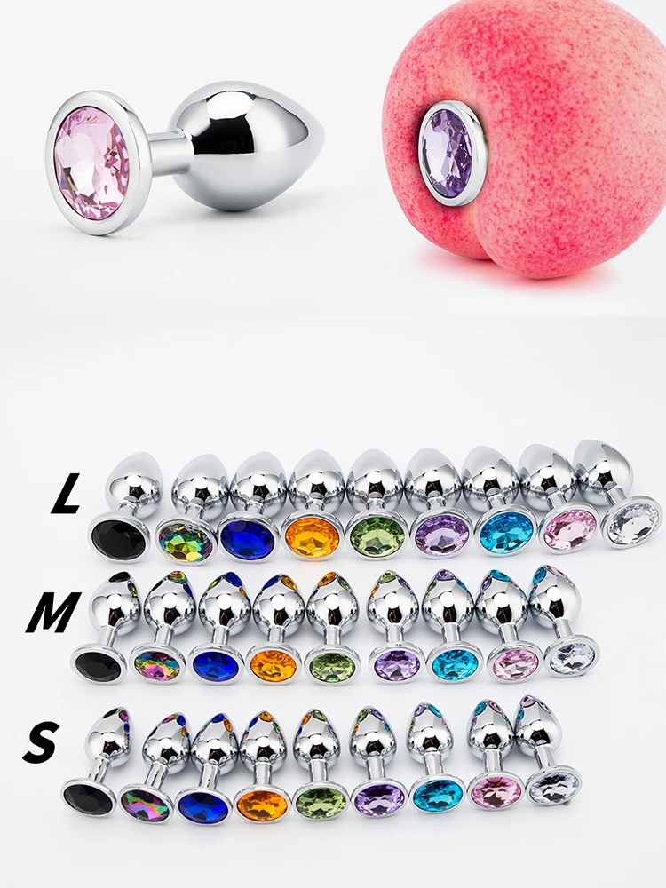 3 Size 5 Styles Anal Plug Smooth Metal Stainless Steel Cute Crystal Butt Plug Stimulator Sex Toys For Couple Games BDSM Kit Plus