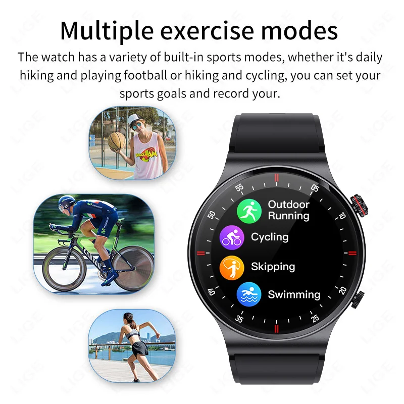 LIGE Smart Watch Fitness Sports Health Monitoring Wireless Call With Smart Clock Weather Waterproof For Android IOS SmartWatch