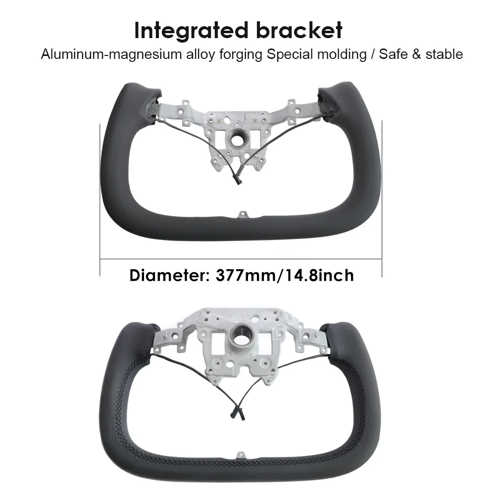 Newest 377mm Yoke Handle Model 3 Highland 2024 with Heating Yoke Steering Wheel with Stitching For Tesla Modification