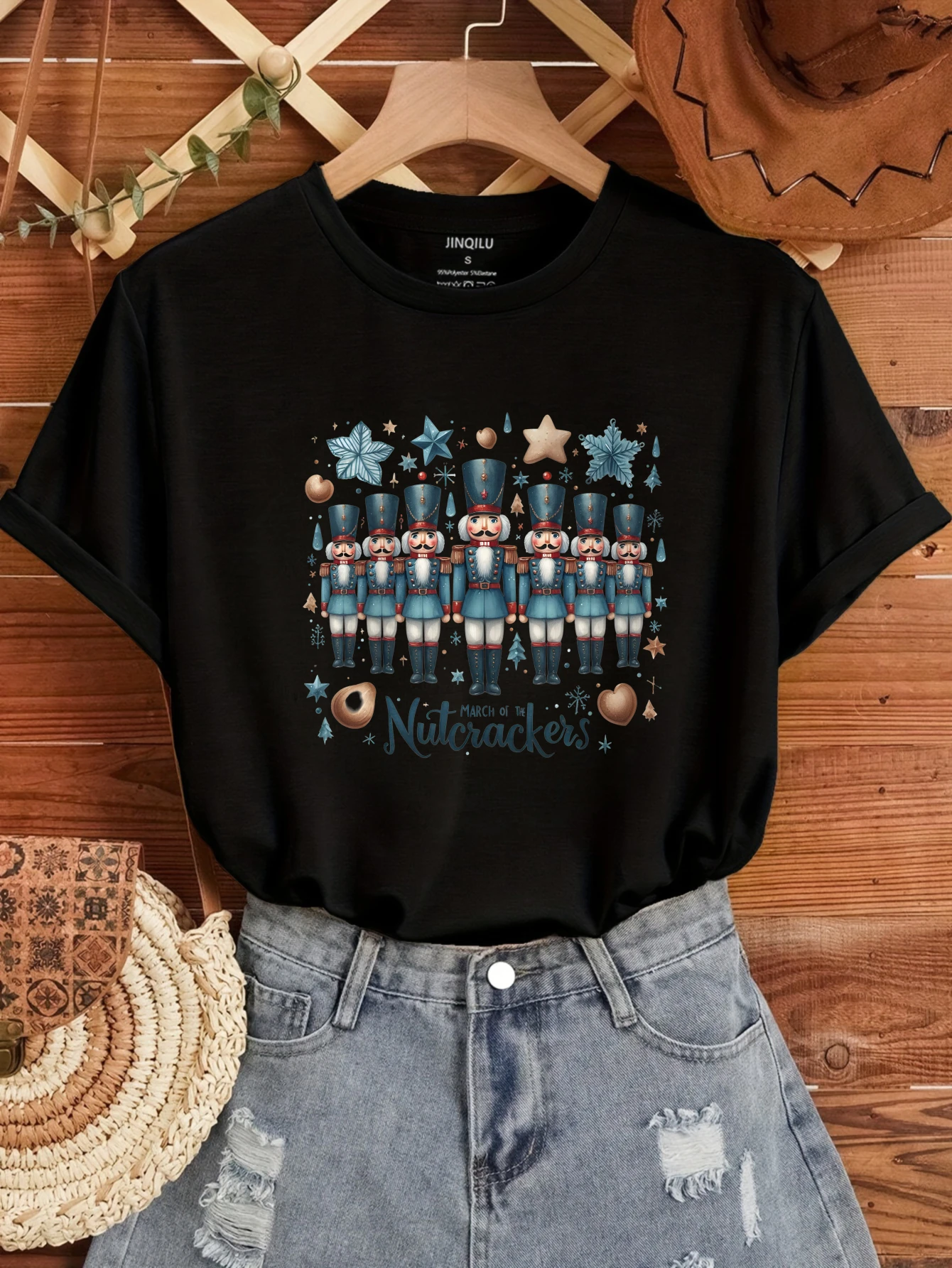 

2025 Blue parade graffiti print tops Ladies' T-Shirt Junior Short Sleeve Spring Summer Fashion Casual cotton tee sports Y2k Tops