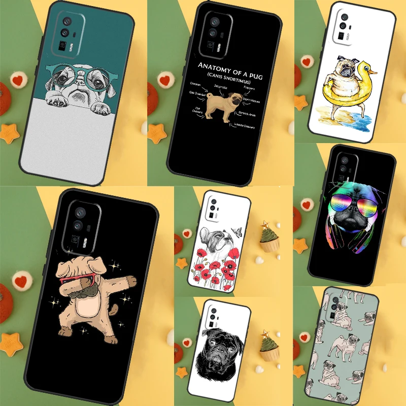 Capa para Xiaomi Pug Dog bonito, capa para Xiaomi 13T 11T 12T Pro 12 Lite 13 14 Ultra POCO F6 F5 M6 X3 X5 X6 Pro F3 M5s