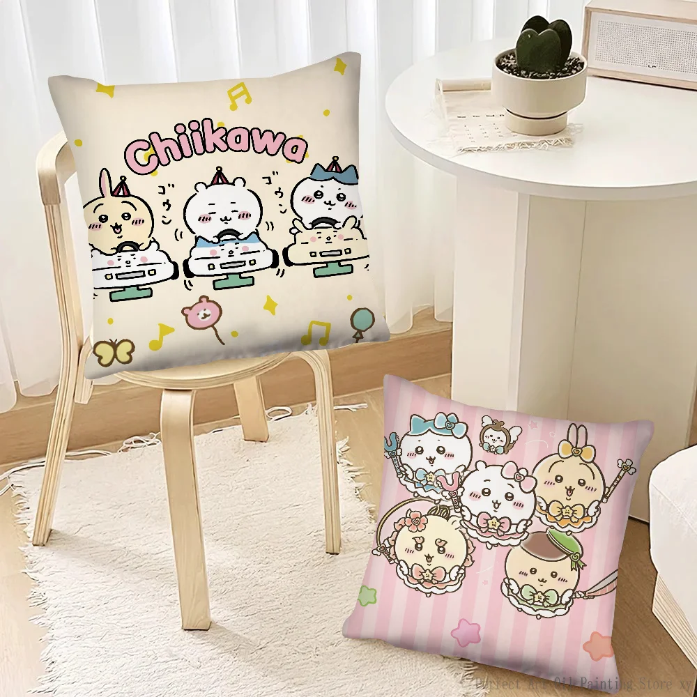 Cute Cartoon C-Chiikawas Pillow Case Fashion Square Pillowcase Bedroom Sofa Room Ins Decoration Leisure Cushion Cover 40x40