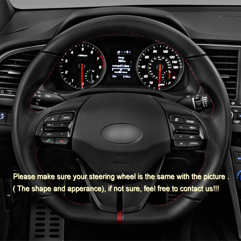 Hand-stitched Black Leather Suede Car Steering Wheel Cover For Hyundai Veloster i30 Elantra 2017 2018 2019 2020 Auto Accessories