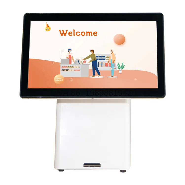 

T13 15.6 Inch All-In-One POS System Android Cash Register with Dual Touch Screen EPOS for Point of Sale