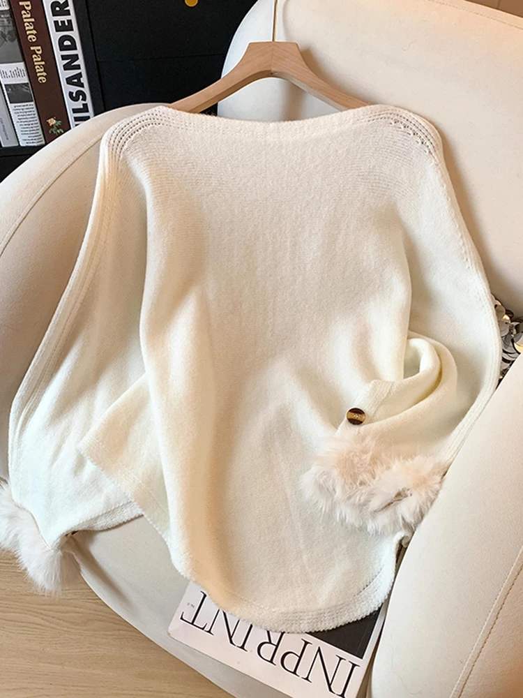 

Женский мягкий вязаный свитер свободного кроя с рваным краем, длинный, с элементами пэчворка, для осени и зимы