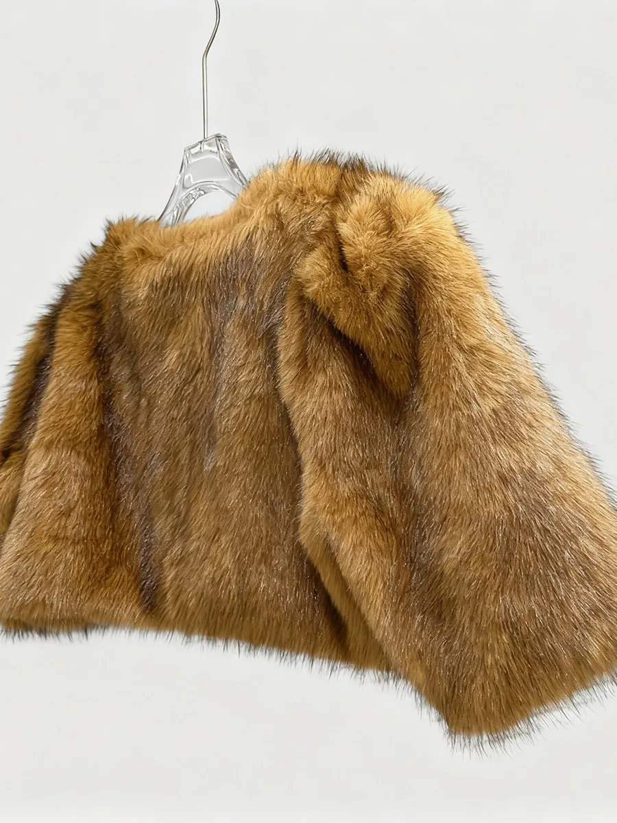 TWOTWINSTYLE الصلبة تقسم الفراء موضة سترات قصيرة للنساء الخامس الرقبة نصف الأكمام مزاجه سترة الإناث الخريف الملابس جديد #6