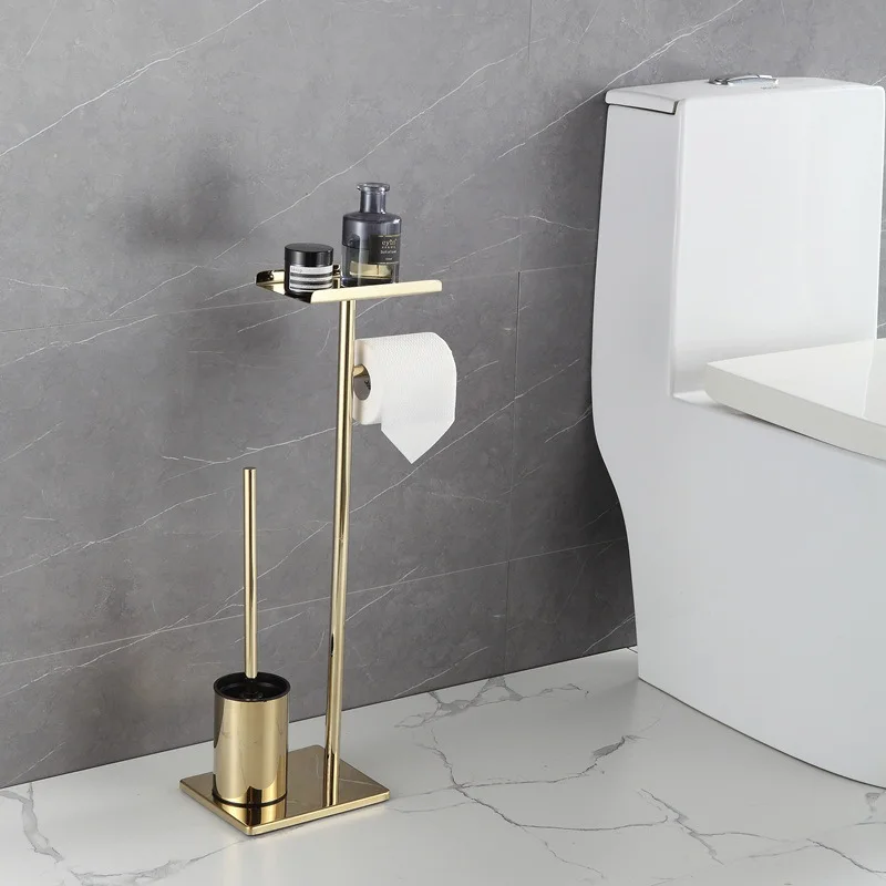 Toilet brush Floor paper towel holder Household bathroom waterproof toilet paper roll paper vertical integrated storage rack