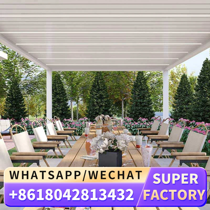 Wholesale outdoor waterproof self-folding bioclimate retractable electric custom garden aluminum awning pergola