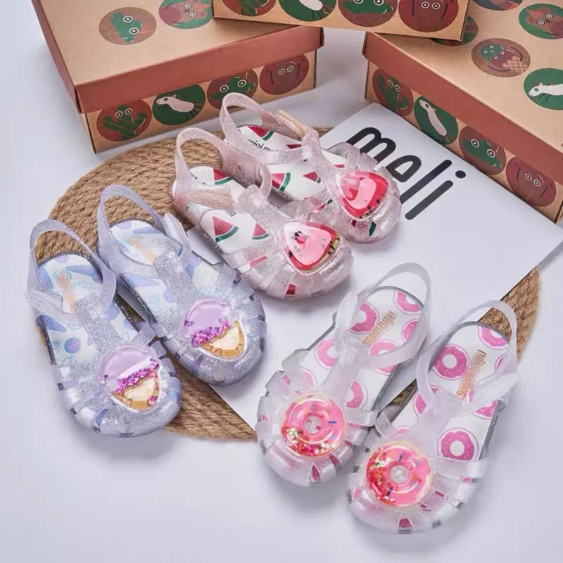 Mini Melissa dziewczęce sandały śliczne owoce galaretki księżniczka buty dziecięce drążą oddychające sandały plażowe wodoodporne antypoślizgowe