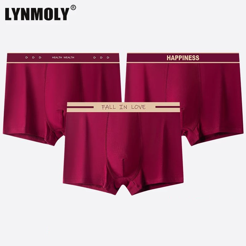 

Праздничное красное однотонное хлопковое мужское нижнее белье 1/2/3/4 шт., мягкие сексуальные дышащие боксеры с промежностью, спортивные удобные брендовые боксеры больших размеров