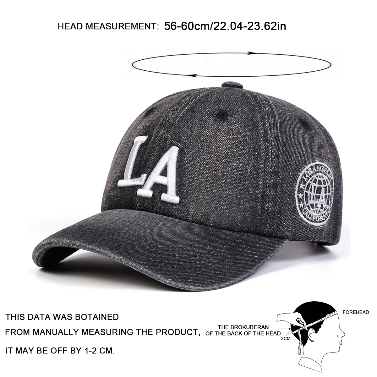 للجنسين LA إلكتروني التطريز غسلها الدينيم قبعات البيسبول الربيع والخريف في الهواء الطلق قابل للتعديل قبعات عادية واقية من الشمس قبعة قبعة رياضية #6