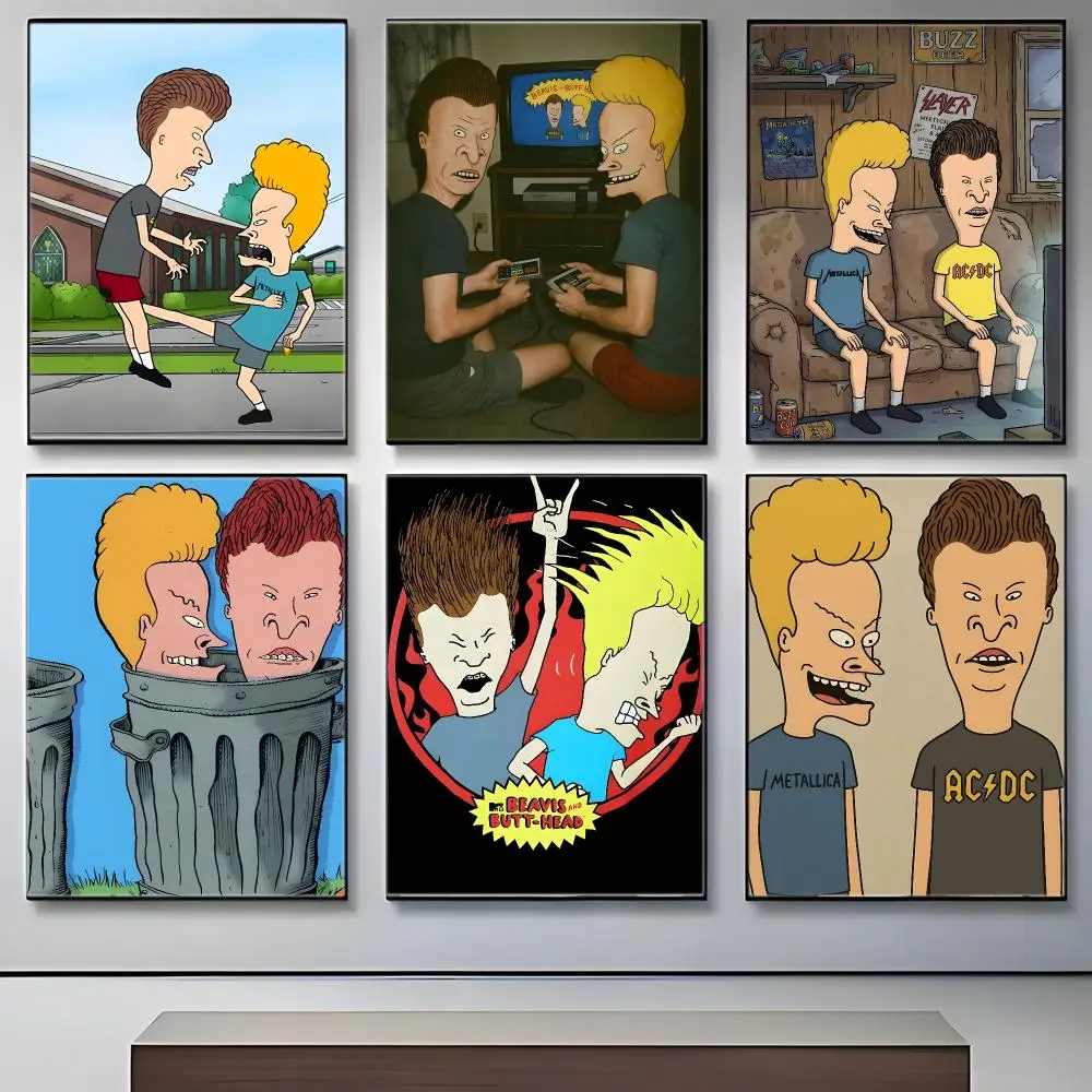 Retro Cartoon B-Beavis And Butthead Poster Crease Free Waterproof Durable All Space Wall Decor