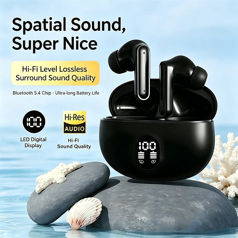 Auriculares inalámbricos con pantalla Digital LED, Bluetooth, intrauditivos, Mega Bass, sonido envolvente 9D, sonido envolvente para juegos, llamadas HD de baja latencia para iPhone