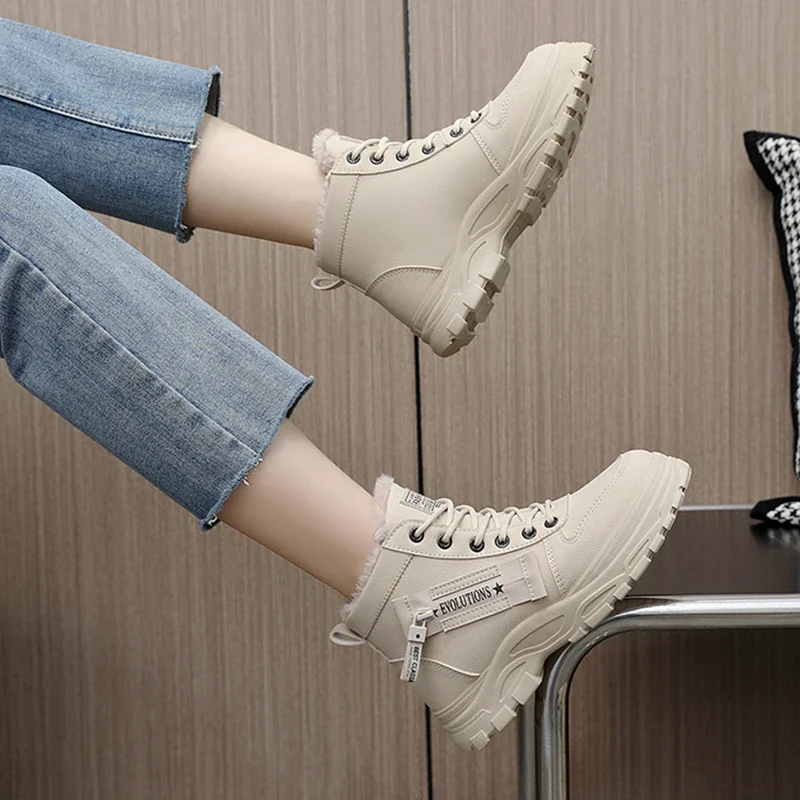 New Women Winter Snow Boots Fashion Style High-top Shoes Casual Woman Waterproof Warm Woman Female High Quality White Black