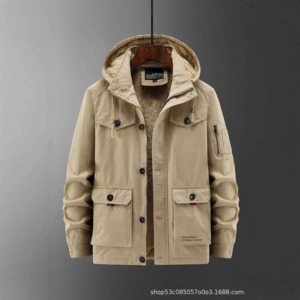 Winter Cotton-padded Men's Tooling Jacket Medium And Long Men's Large-size Coat Warm And Thicker