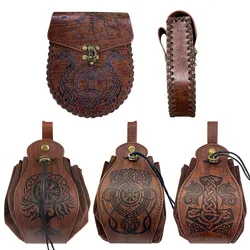 Cinturón vikingo Medieval Vintage para hombre y mujer, bolsa de dinero, bolso de cuero con cordón, monedero