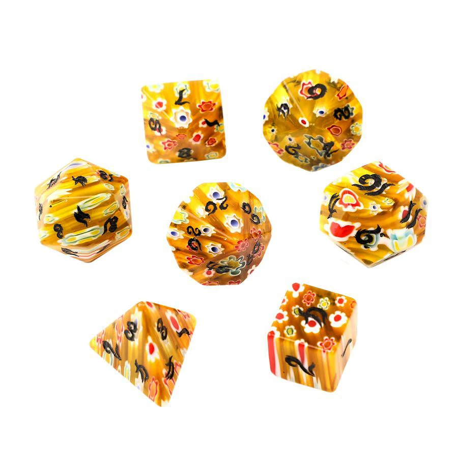 

Spot Goods Yellow Glaze Polyhedral DND RPG Dice Semi-precious Stones Ornaments Jewelry Support Custom Font Symbol Pattern Logo