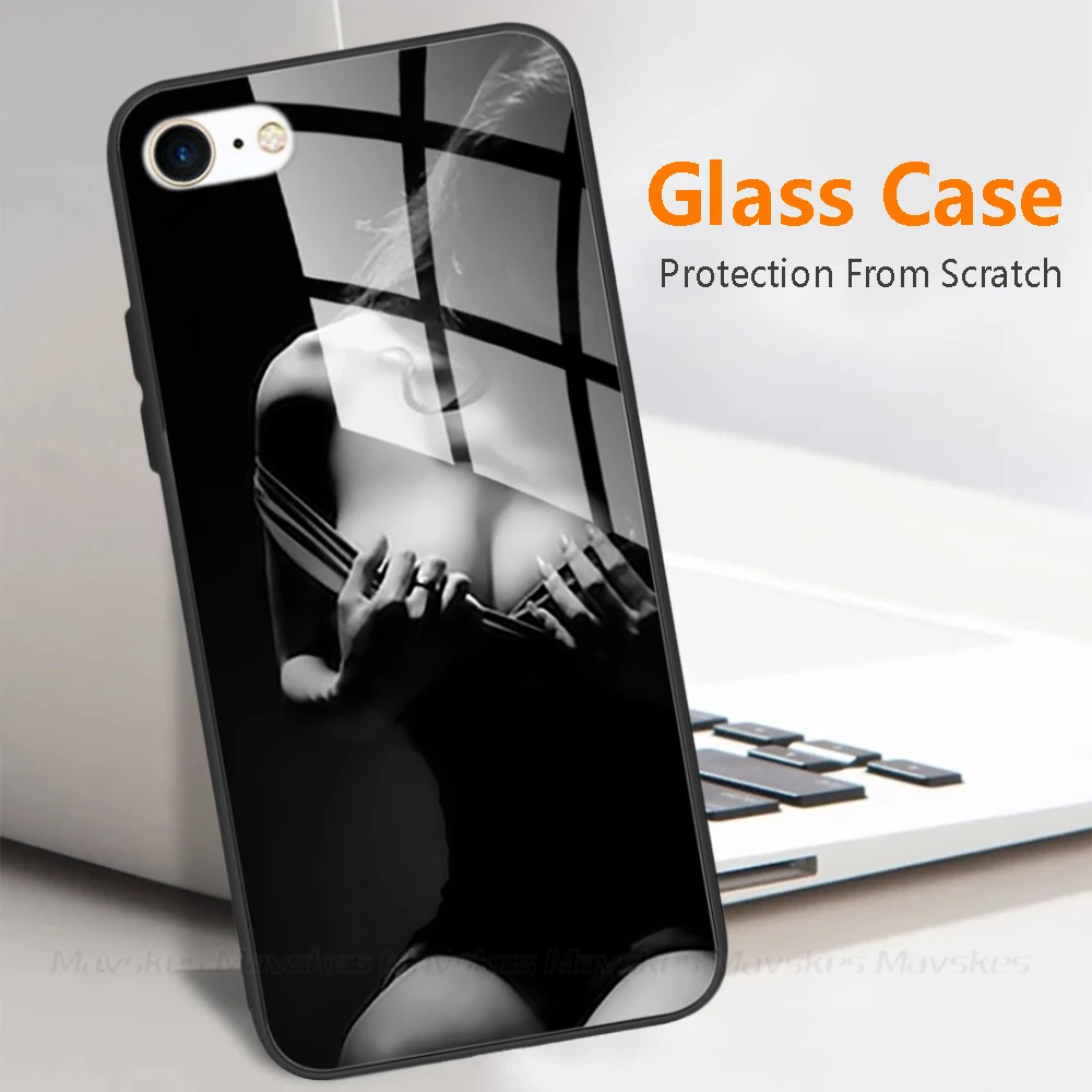 

Luxury Tempered Glass Case For iPhone 6 6S Case for iPhone 7 8 Plus Hard Phone Cases For Coque iPhone 8 7 6 6S Plus Cover Bags
