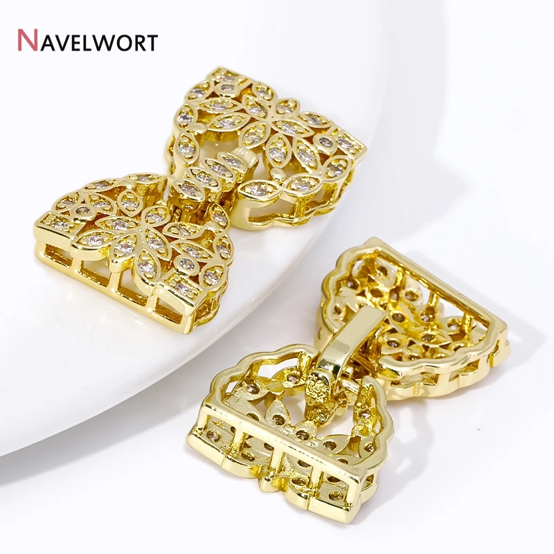 18K Gold Plated Jewelry Connector,Clasps For Bracelet,Inlaid Zircon Connector Fasteners Closure Lock Clasps,Supplies For Jewelry