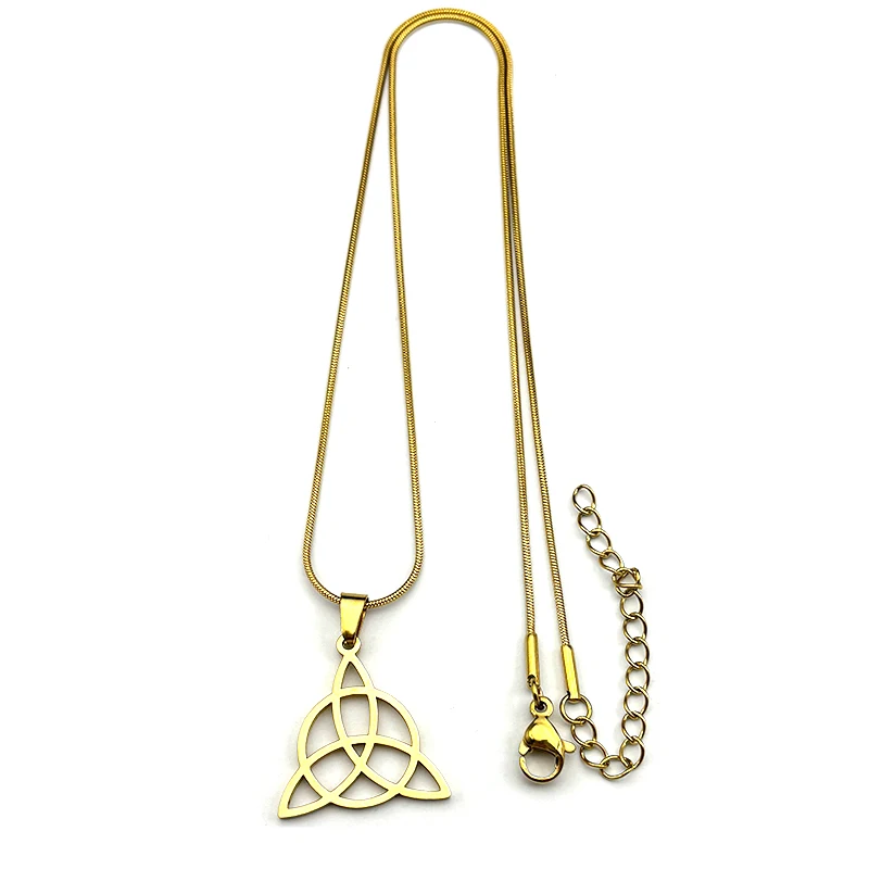 Celtic Sisters Knot Love Chain For Women Men Stainless Steel Gold Color Friendship Triangle Spiral Necklaces Jewelry Gifts - Image 4