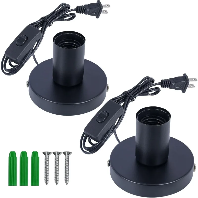 

Black Polished Metal Desktop Lamp Base, Small Industrial Table Lamp Base Only, Simple E26/E27 Screw Light Socket Edison Bulb Hol