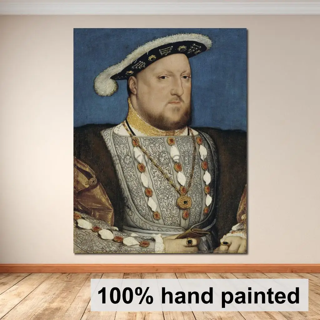 Extragroßes Leinwand-Kunstporträt Ölgemälde Henry von Hans Holbein Handgemaltes Klassisches Realistisches Modernes Gemälde für Zuhause Büro Hotel Dekoration