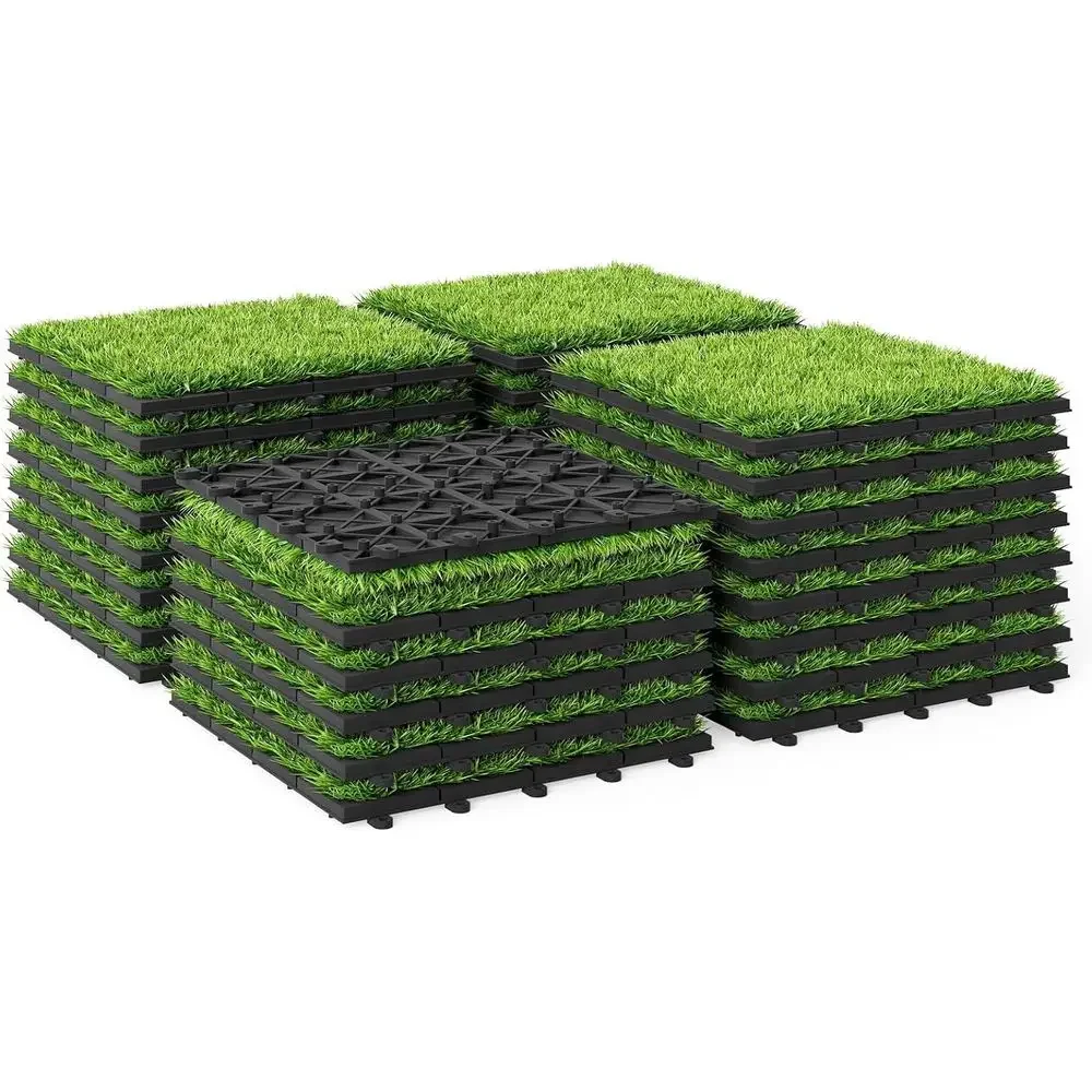 Interlocking Artificial Grass Tiles for Patio, Balcony, Deck, and Garden - 9 Piece Set