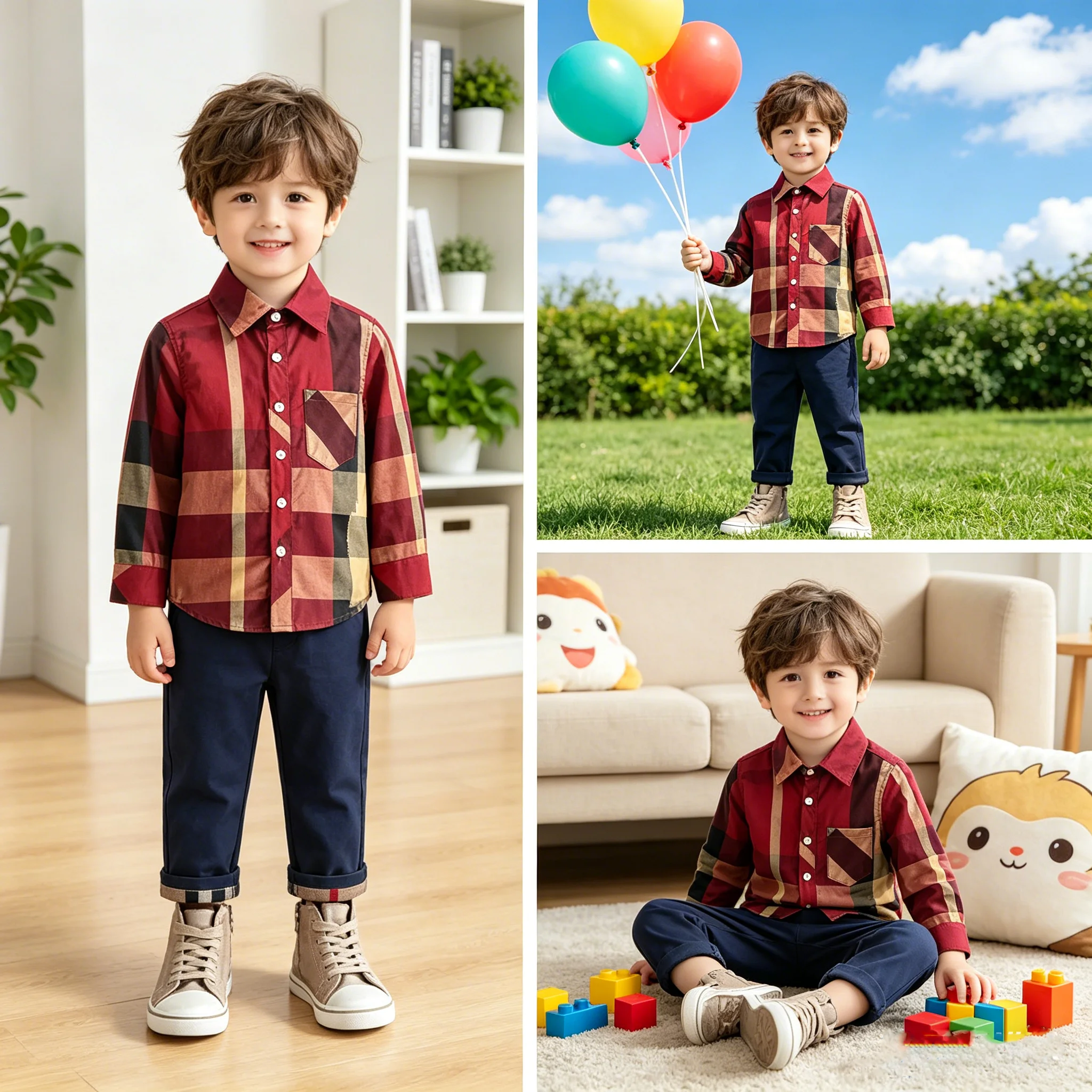 Korean Kids Blue Vertical Striped Autumn Shirt for Boy Classic Design Long Sleeve Shirt Blouse Children Casual Clothing Age 2-8