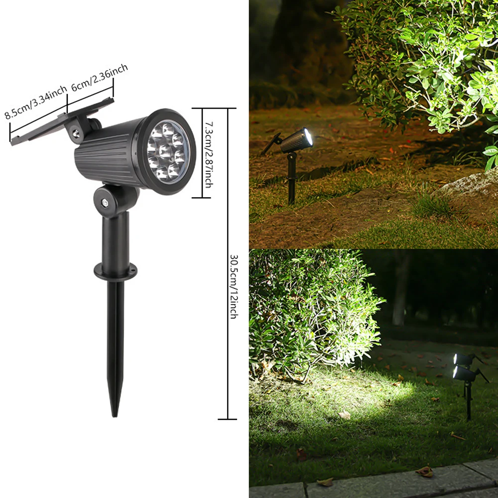 9 Led Solar Powered Lamp Adjustable Solar Spotlight In-Ground IP65 Waterproof Landscape Wall Light Outdoor Lighting