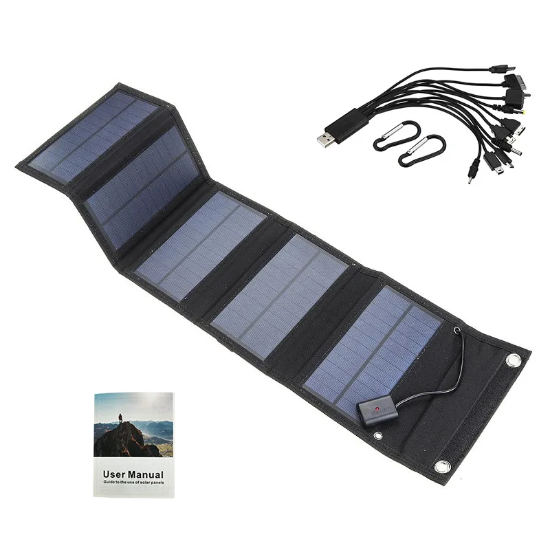 70W Foldable Solar Panel 5V USB Battery Charger for Phone Solar Cell Outdoor Waterproof Power Bank for Camping Accessories