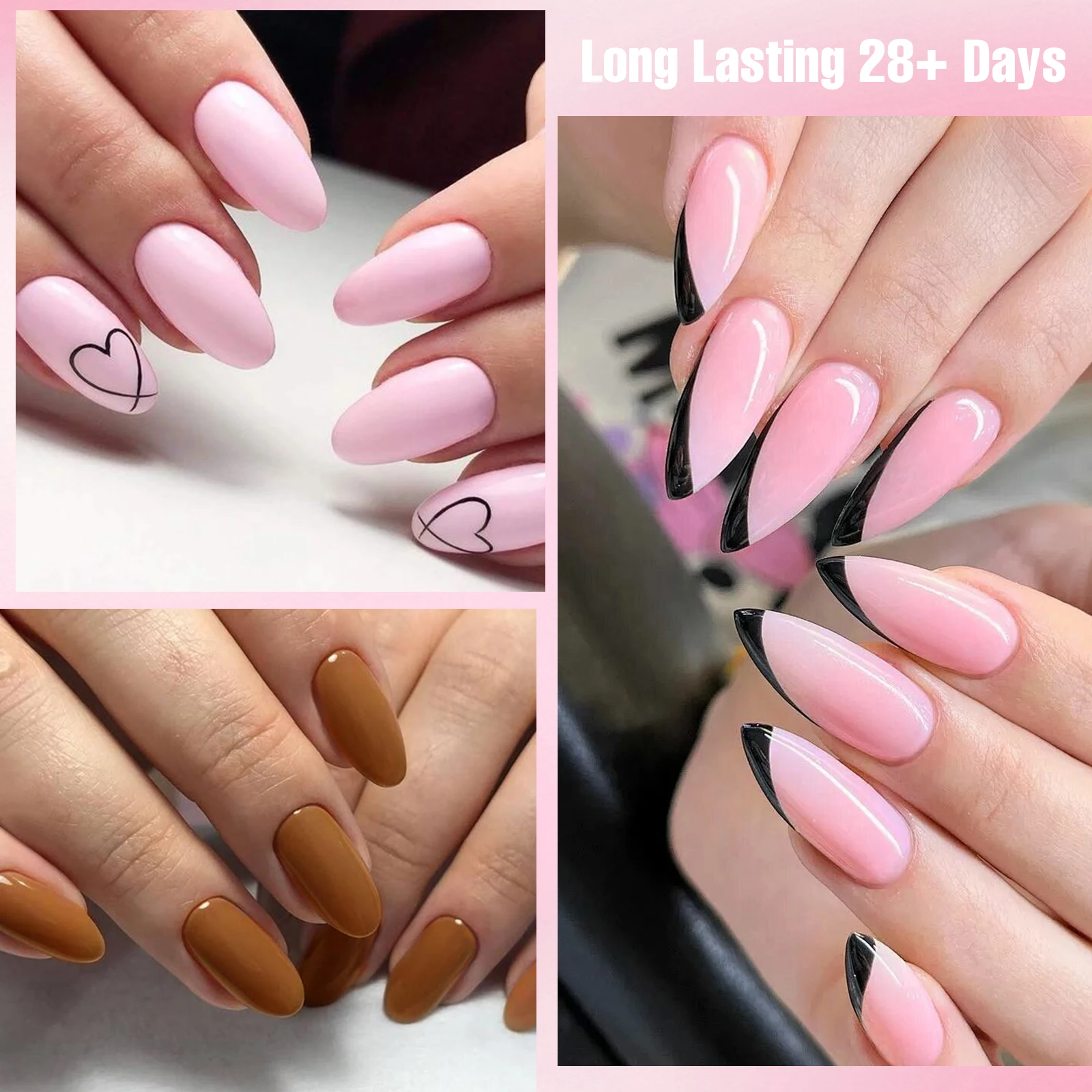 Zestaw 6 szt. lakierów hybrydowych do paznokci w kolorze kawowo-czerwonym, bez HEMA i TPO, półtrwałe, usuwalne, utwardzane UV, do manicure.