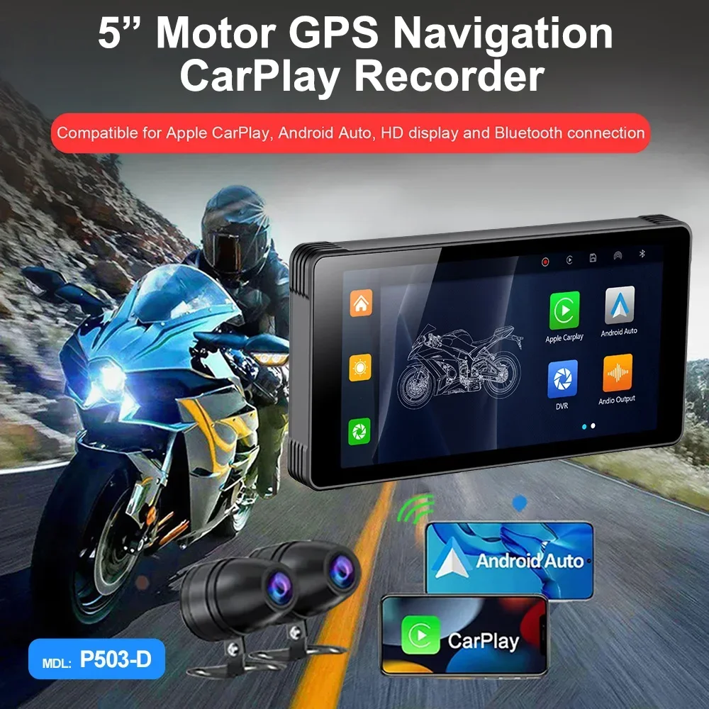 5.5inch Touch Motorcycle Special Navigator Motorcycle CarPlay Dual Bluetooth Waterproof Wireless CarPlay Wireless Android Auto