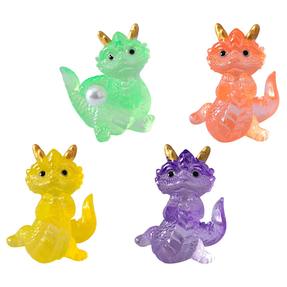 

4 Pcs Little Dragon Toy Figure Fairy Garden Minature Adornments Figurines for Party Favors Landscape Decor Action Figures