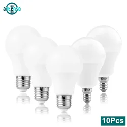 Lâmpadas LED de poupança de energia, Lâmpadas de iluminação, E27, E14, 3W, 9W, 12W, 15W, 18W, 20W, 24W, 220V, lote 10pcs