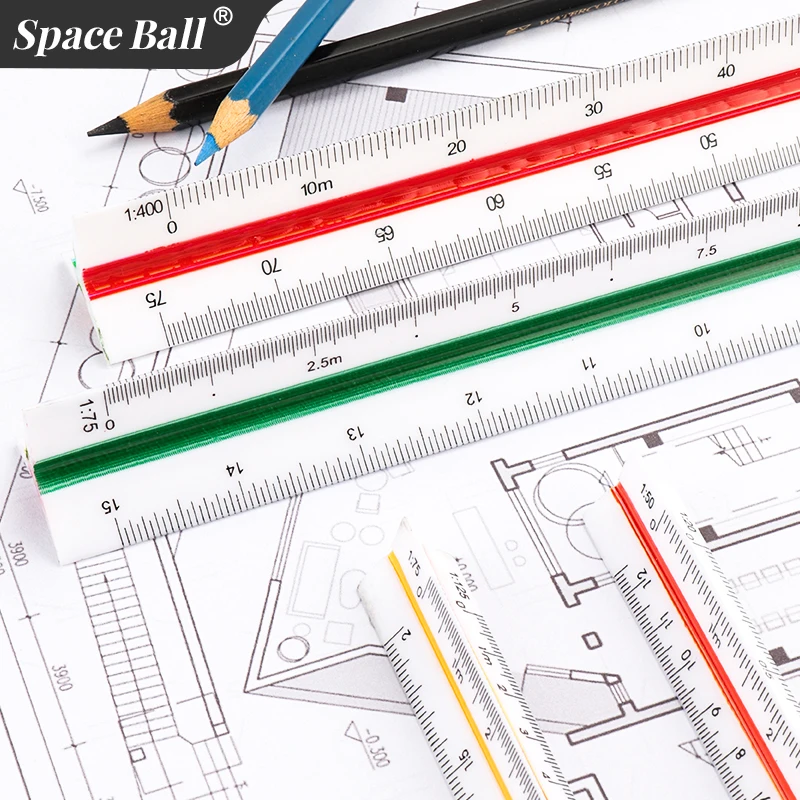 Space Ball Multi-functional Triangular Ruler Student Stationery 12.5/30cm Drafting Tool Scale Ruler Architect Technical Ruler