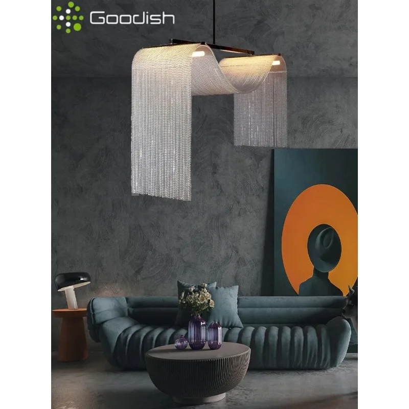 شلال شرابة معدنية قلادة LED أضواء معدنية الأوروبية مصمم مصباح معلق لغرفة المعيشة بريق ثريا تزيين المنزل