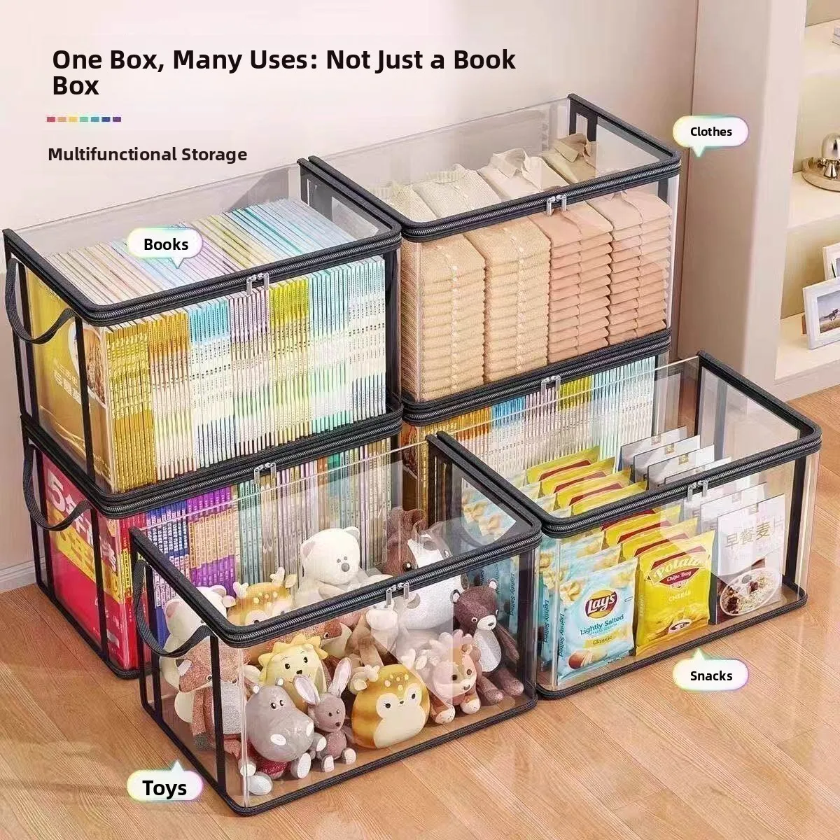 transparent-waterproof-book-storage-box-dustproof-moisture-proof-school-term-end-book-classification-storage-bag-modern-style