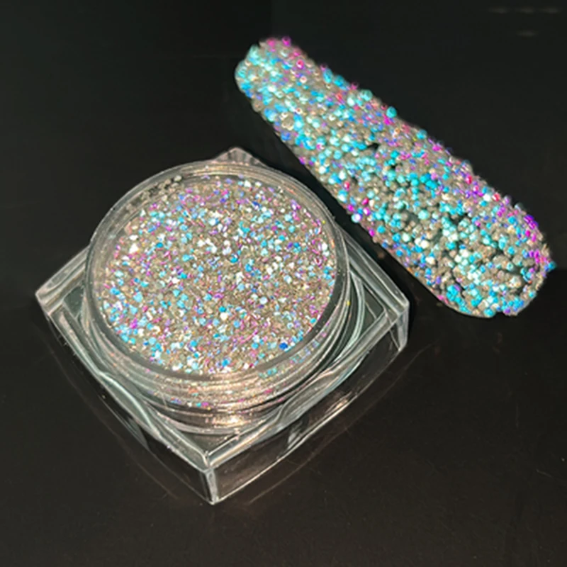 1jar-Reflective Sparkling Nail Glitter Powder Net2-3g Iridescent Dazzling Powder UV Gel Polish DIY Reflective Powder