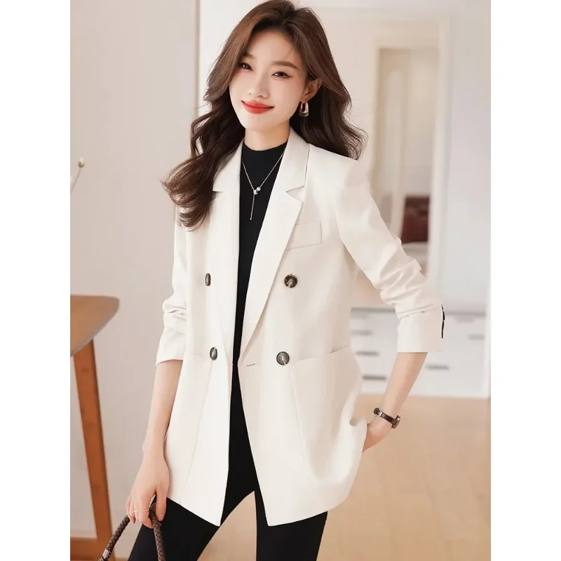 Blazer décontracté à simple boutonnage pour femme, veste à manches longues, manteau pour femme, beige, rose, vert, noir, mode automne et hiver