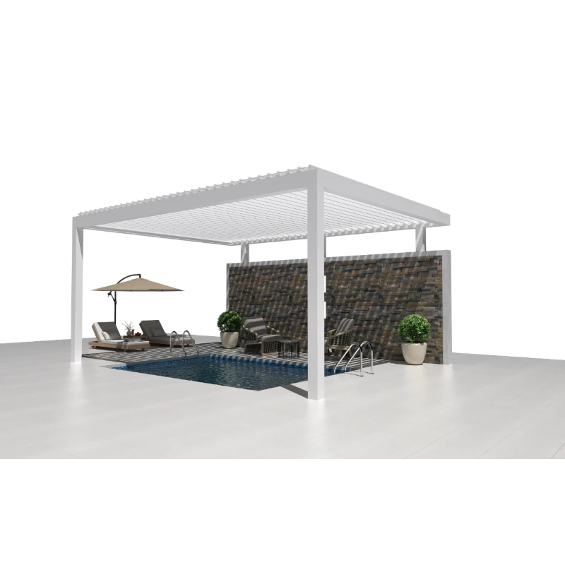Heavy-Duty Outdoor Garden Shelter Modern 6063T6 Aluminum Pergola Wall Attached Design, Adjustable Roof