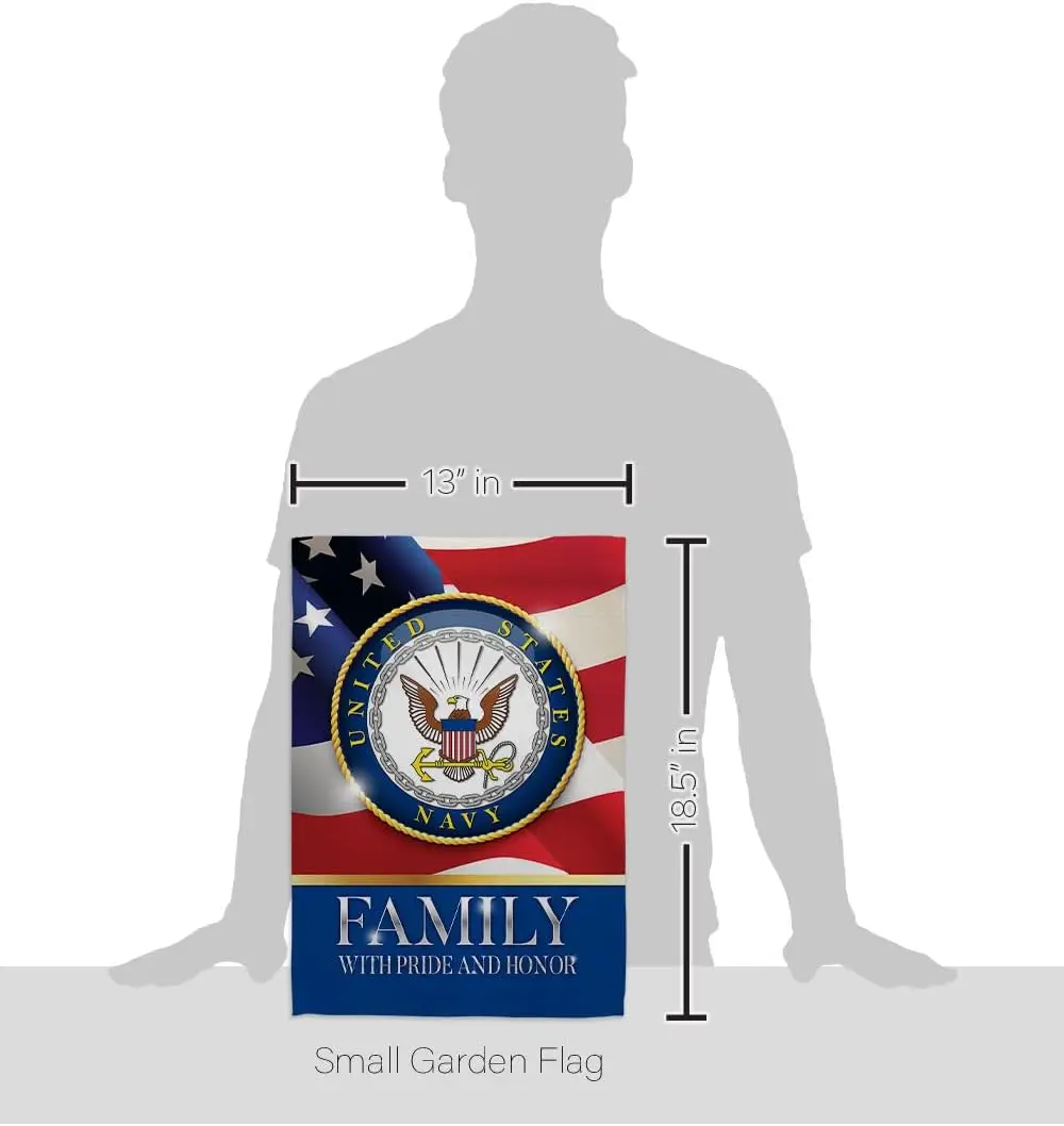 US Navy Family Garden Flag - Armed Forces USN Seabee United State American Military Veteran Retire Official - House Decoration S