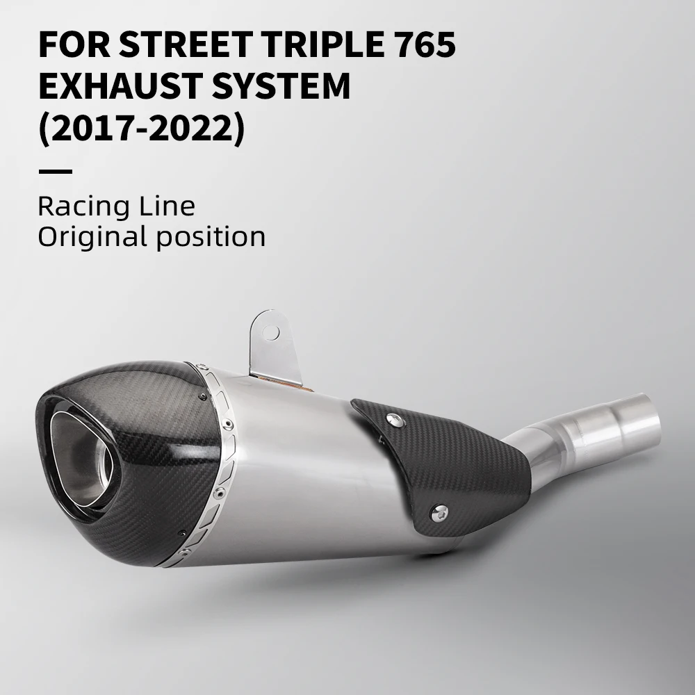 

Для Street Triple 765 S R RS 2017-2022 Moto Exhaust Escape Modify Project Глушитель из углеродного волокна