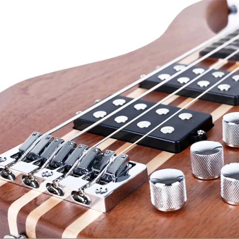 4 String Neck-through Electric Bass, 24-Solid Wood Electric Bass with Active Pickups
