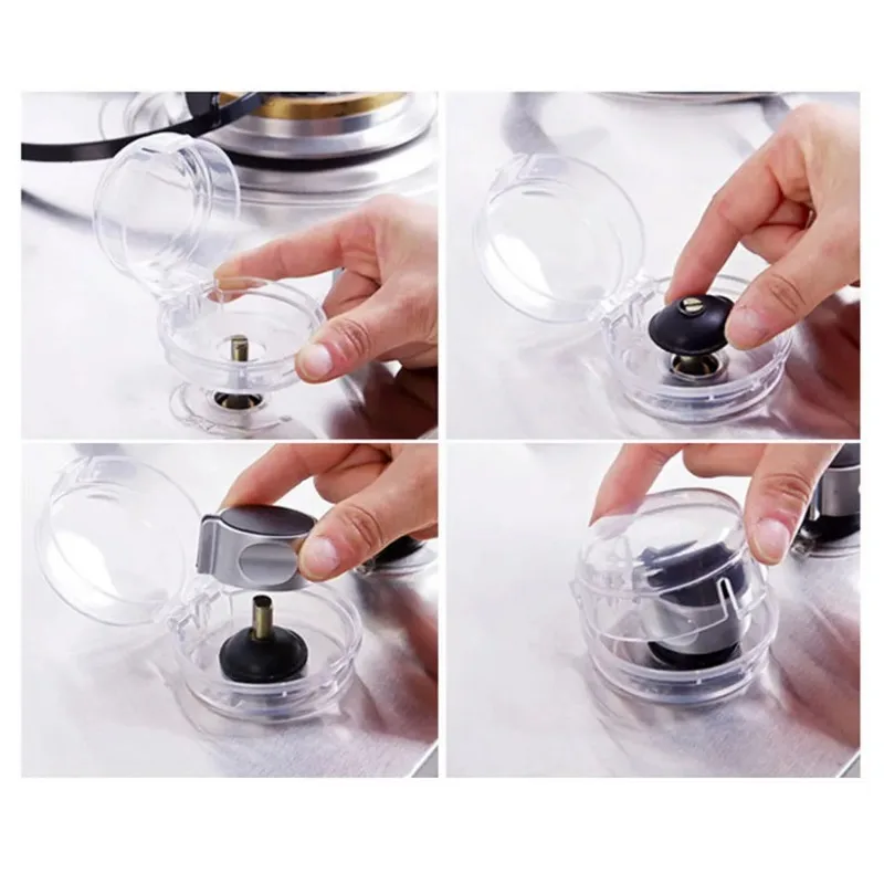 2/4pcs 스토브 손잡이 커버 어린이 보호 스위치 커버 검정색 투명 색상 어린이와 애완동물이 스토브를 켤 수 있도록 방지합니다. 유니버설 사이즈