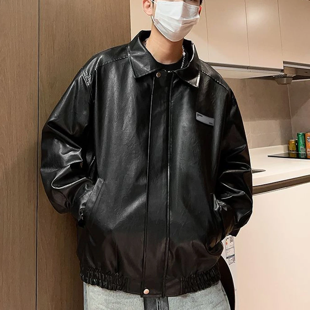Mens Motorcycle Chic Pu Leather Jacket Streetwear Fashion Nightclub Rider Edgy Urban Outdoor Youth Trendy Jacket Men'S Wear 2026