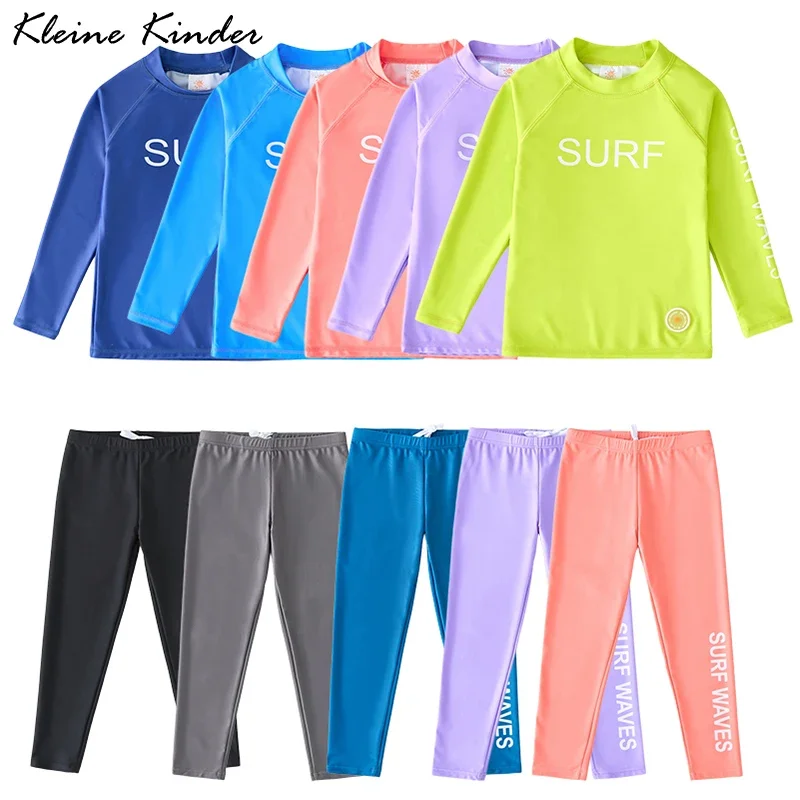 

Kids Swimwear Long Sleeve Swimming T-Shirt Pants UPF50 Boy Girl Beach Seaside Children's Swimsuit Rash Guard Surf Bathing Suit