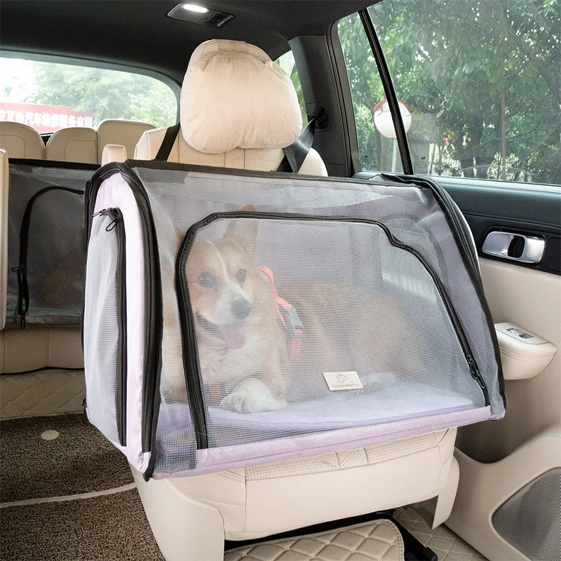 Short Legged Captain Pet Car Cage Car Fur and Dust Proof Dog Safety Seat Foldable Car Kit