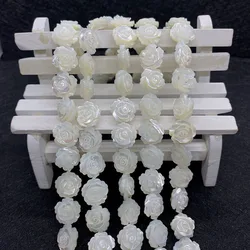 Natural Mother of Pearl Shell Loose Beads for Jewelry Making DIY Necklace Bracelet Earring Accessories Carved Statue Rose Beads