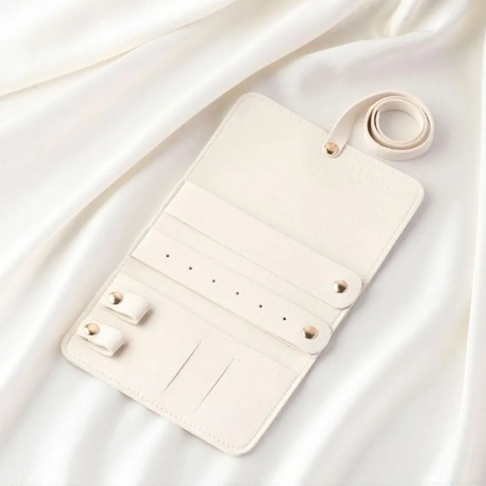 Folding Design Jewelry Organizer Velvet Material Handbag Organizer Jewelry Carrying Roll Roll Up Style Multi-compartment Storage