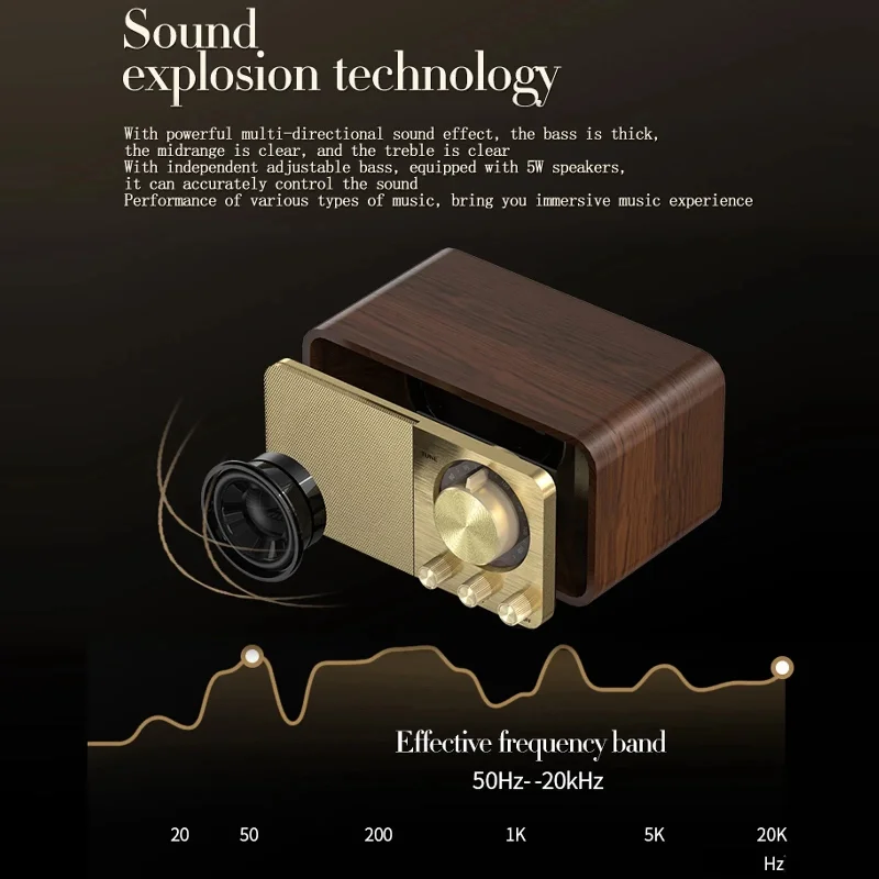 Nostalgic Bluetooth Speaker Bluetooth Sound Retro Classic Speaker Retro Radio Wireless Bluetooth 5.0 Wooden Portable Subwoofer